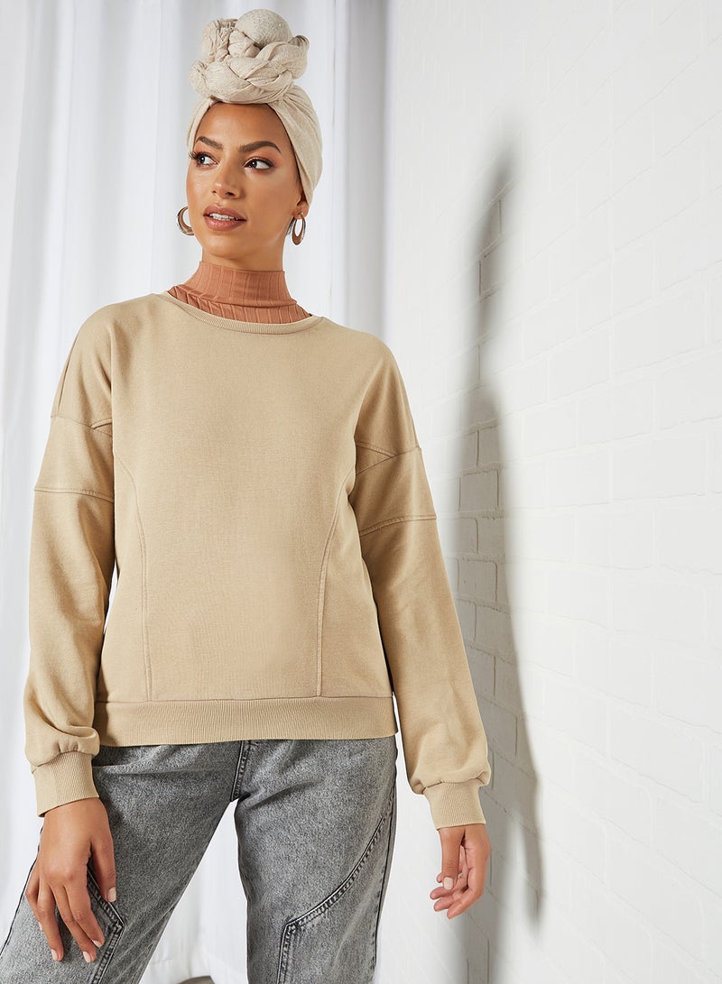 ONLY - Drop Shoulder Sweatshirt Silver Mink - Image 1
