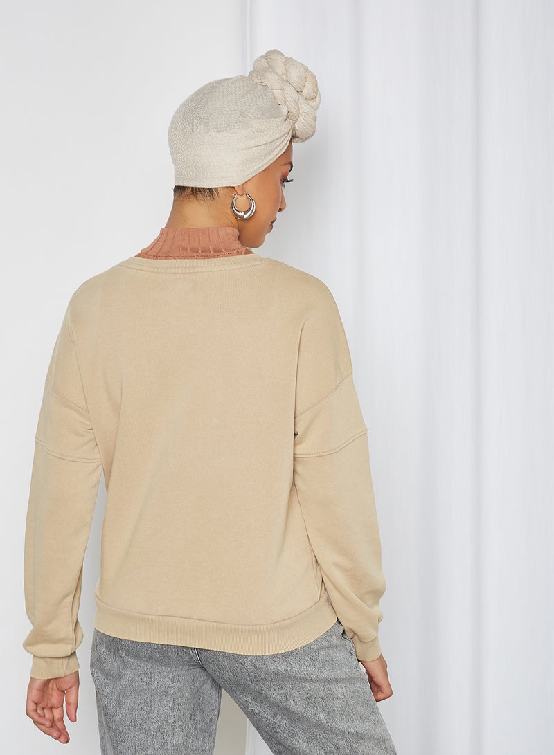ONLY - Drop Shoulder Sweatshirt Silver Mink - Image 1