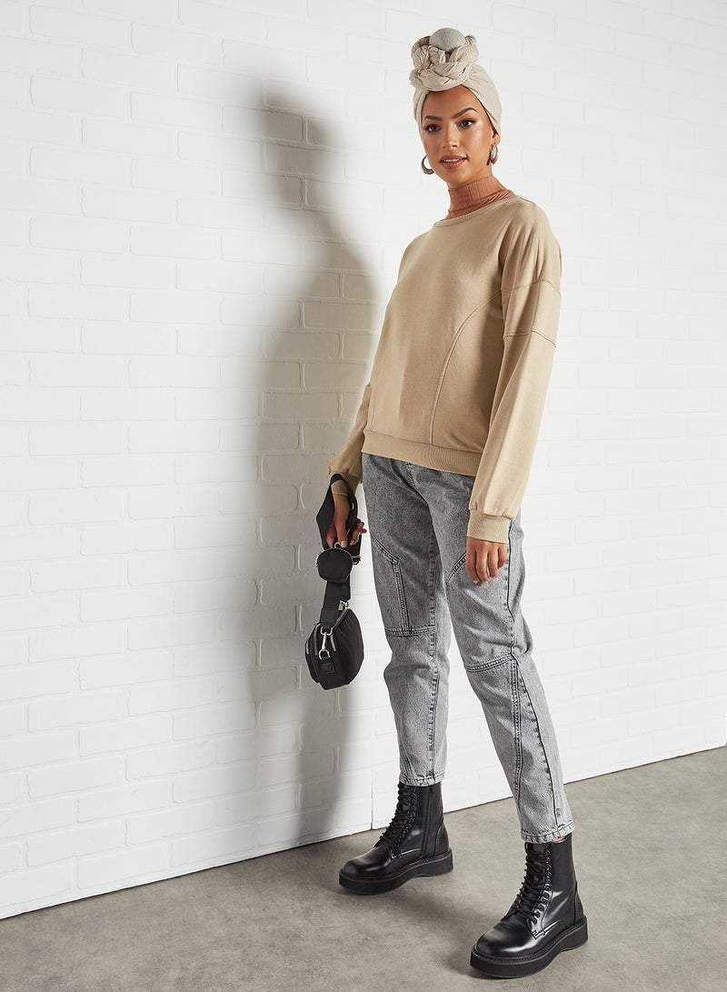 ONLY - Drop Shoulder Sweatshirt Silver Mink - Image 1