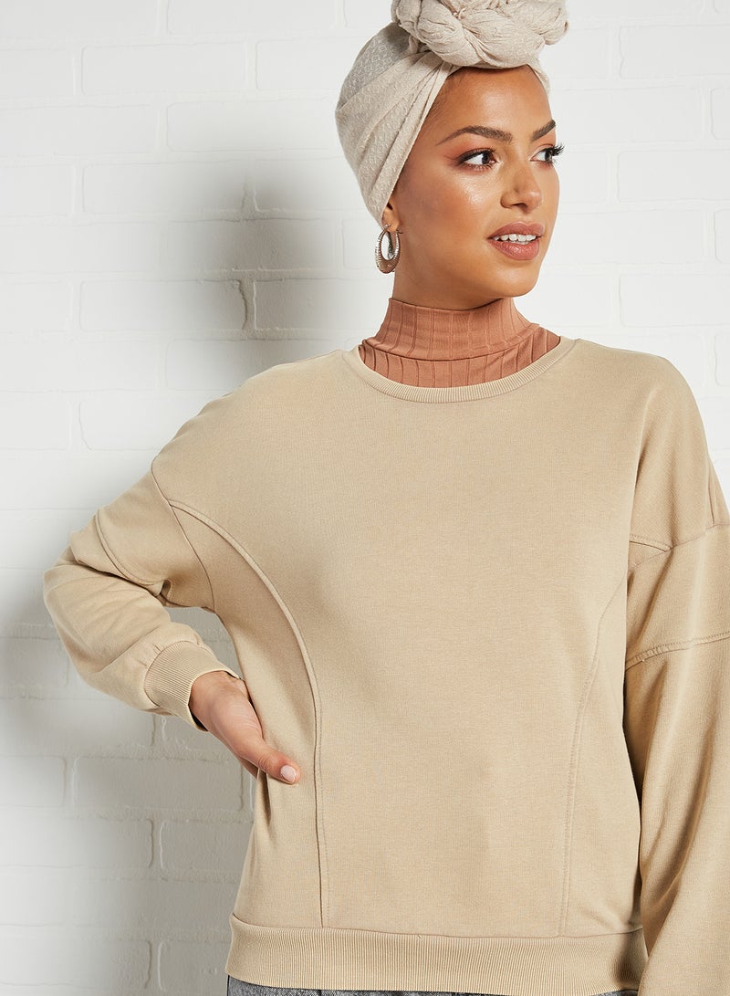ONLY - Drop Shoulder Sweatshirt Silver Mink - Image 1
