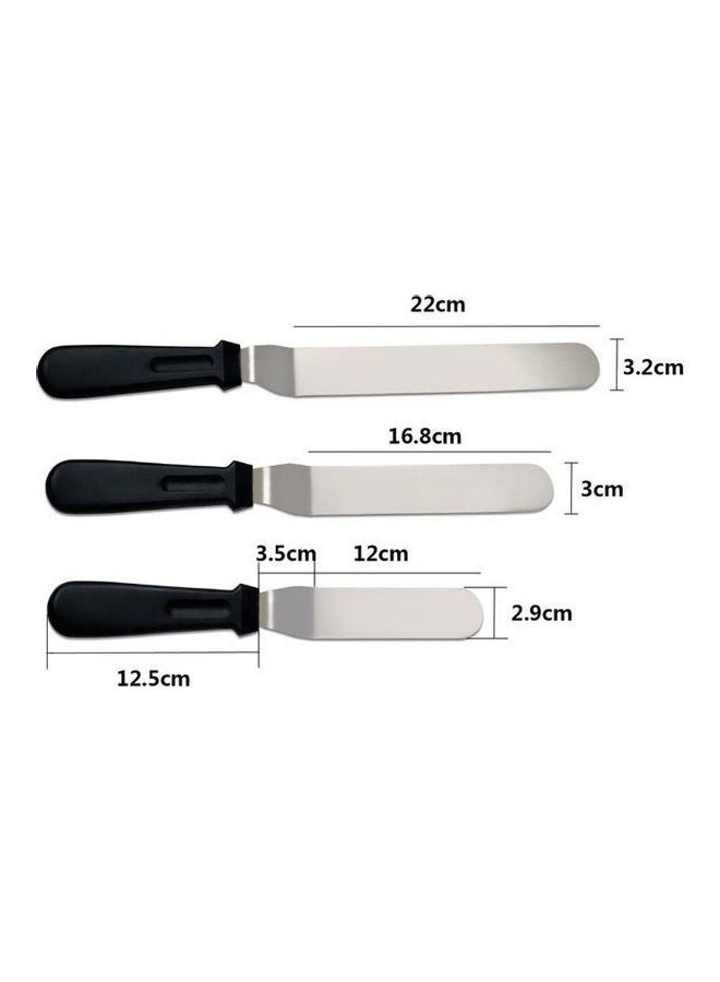 AnneFish 3-Piece Stainless Steel Baking Scraper Set Silver/Black  - Image 2