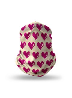 Designer Neck Gaiter Face Mask Reusable - Pixel Hearts 18.5 x 10inch