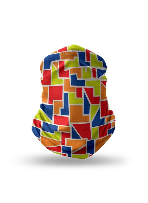 Designer Neck Gaiter Face Mask Reusable - Color Shapes 18.5 x 10inch