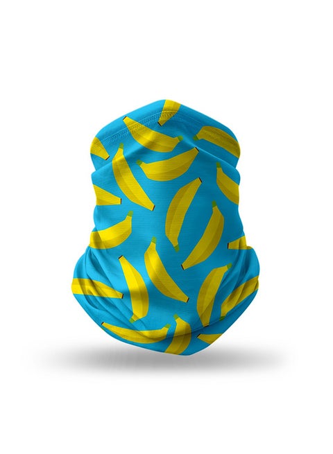 Designer Neck Gaiter Face Mask Reusable - Scattered Bananas 18.5 x 10inch