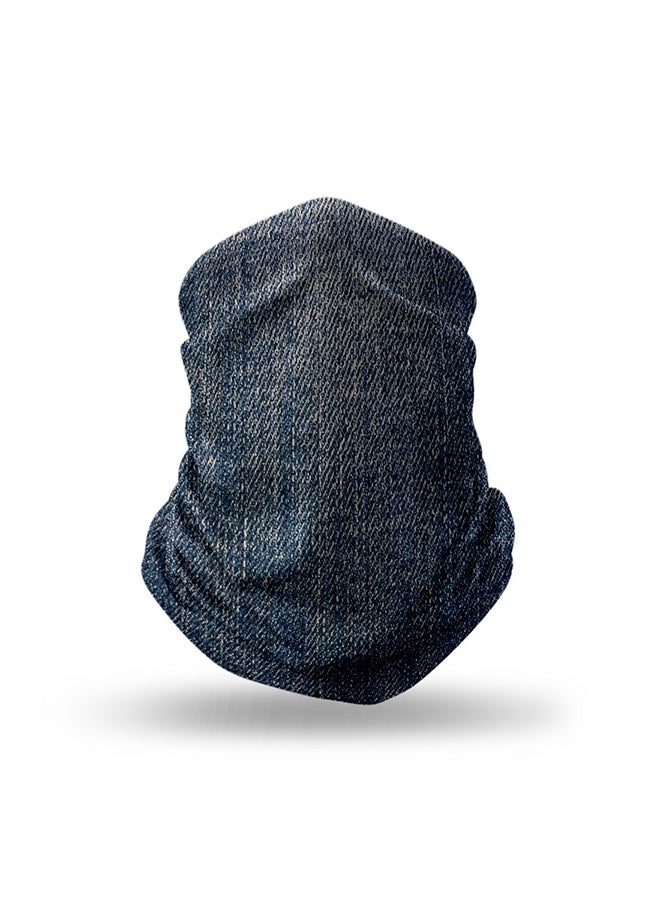 ستايلايزد كمامة وجه بتصميم محدد للرقبة قابلة لإعادة الاستخدام - بطبعة جينز داكن 18.5 x 10بوصة - Image 1