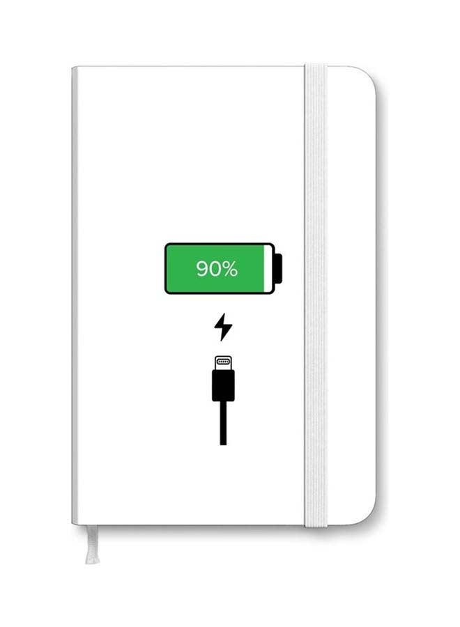 ستايلايزد دفتر ملاحظات مقاس A5 بغلاف صلب وتصميم بطارية تشحن أبيض - Image 1
