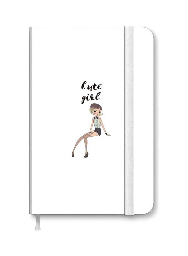 ستايلايزد دفتر ملاحظات ديزاينر مقاس A5 بغلاف صلب وسميك بطبعة فتاة خجولة وعبارة "Cute Girl" متعدد الألوان - Image 1