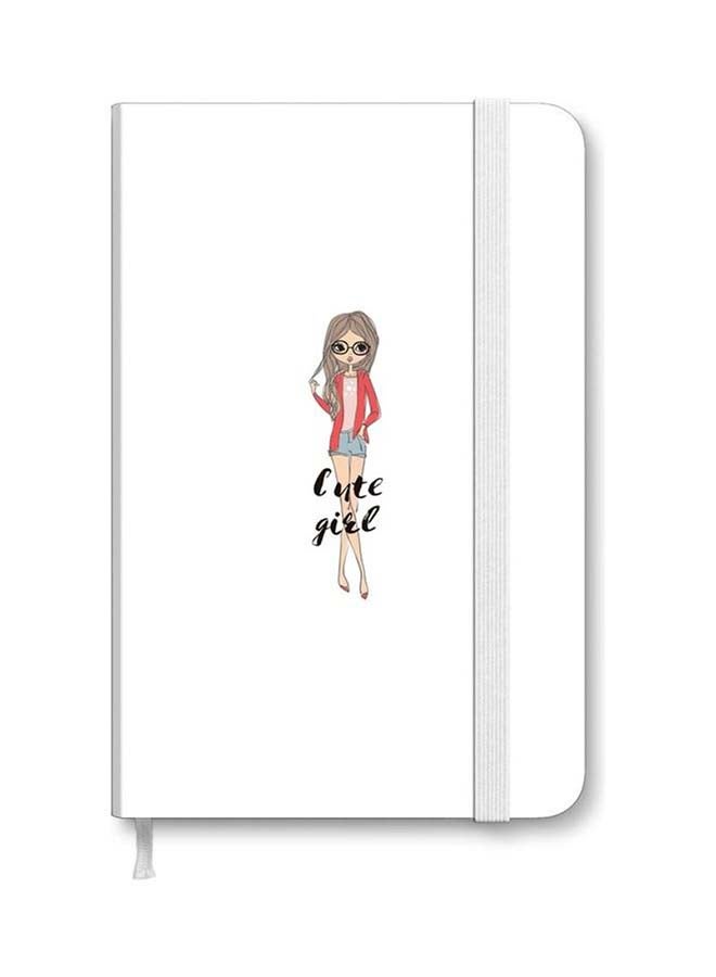 ستايلايزد دفتر ملاحظات مصمم مقاس A5 بغلاف مقوى وسميك بطبعة فتاة حالمة مع عبارة "Cute Girl" متعدد الألوان - Image 1