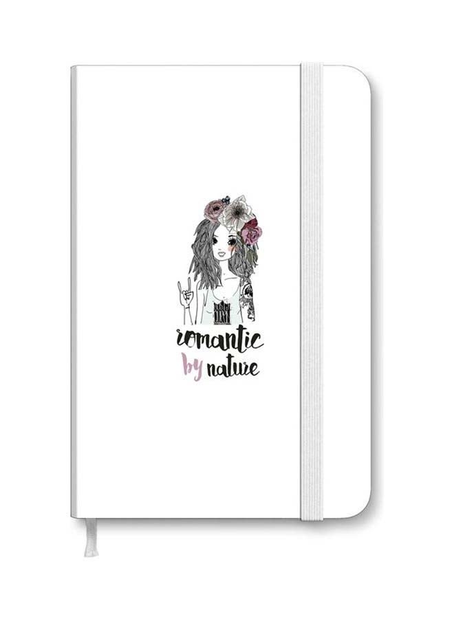 ستايلايزد دفتر ملاحظات مقاس A5 ومطبوع عليه عبارة "Romantic By Nature" وبغلاف صلب وسميك متعدد الألوان - Image 1