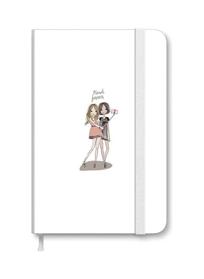 ستايلايزد دفتر ملاحظات مقاس A5 بغلاف مقوى وسميك مُصمم من قِبل مصمم شهير ومطبوع عليه عبارة "Friends Forever" متعدد الألوان - Image 1