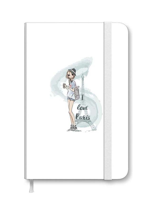 ستايلايزد دفتر ملاحظات مقاس A5 بغلاف مقوى وسميك مُصمم من قِبل مصمم شهير ومطبوع عليه عبارة "I Love Paris" متعدد الألوان - Image 1