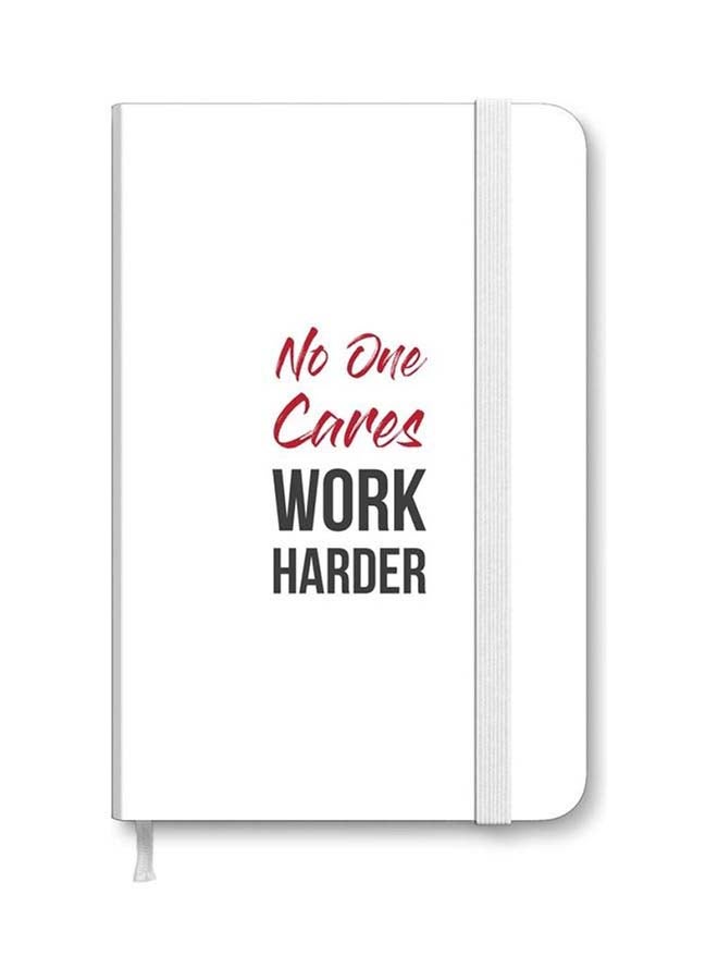 ستايلايزد دفتر ملاحظات مقاس A5 بغلاف مجلد سميك مصمم من قِبل مصمم شهير  بنمط مطبوع بعبارة "Work Harder" متعدد الألوان - Image 1