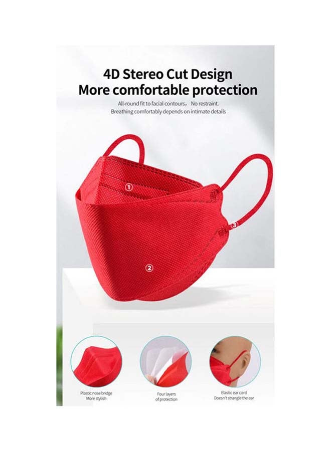10 Pieces FFP2  Fiber Filter Protective Face Mask Red 20X8centimeter  - Image 1