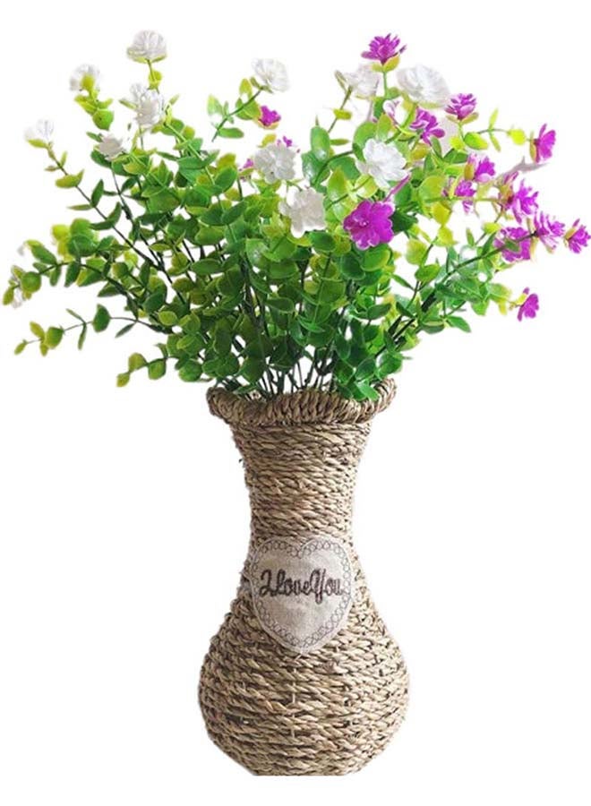 فاشون هوم - مزهرية من الخشب بتصميم زهور بني 12x22سم - Image 1