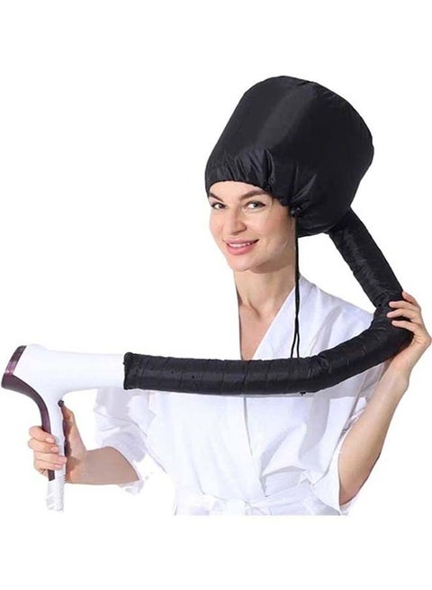 Soft Hair Dryer Cap Bonnet Hood Black 41.5inch