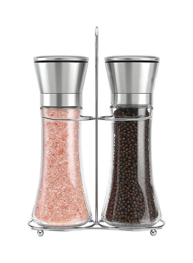 Generic 2-Piece Manual Seasoning Salt And Pepper Grinder Clear/Silver  - Image 1