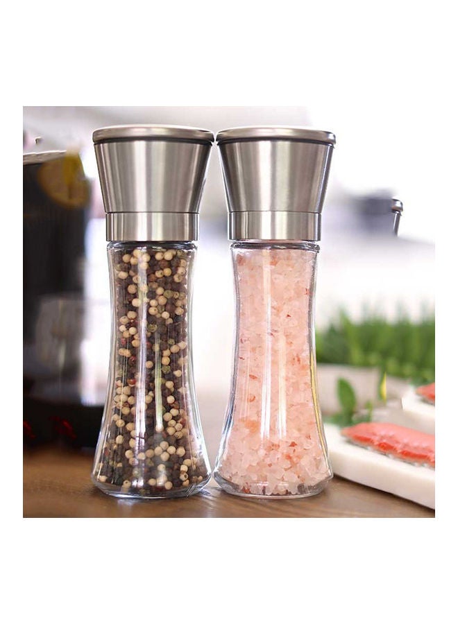 Generic 2-Piece Manual Seasoning Salt And Pepper Grinder Clear/Silver  - Image 2