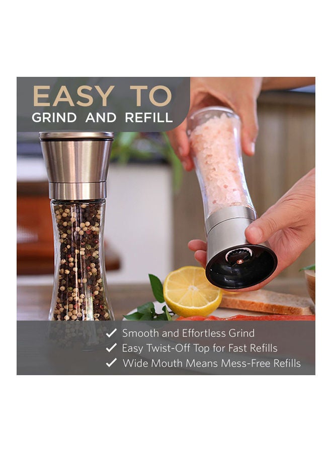Generic 2-Piece Manual Seasoning Salt And Pepper Grinder Clear/Silver  - Image 3