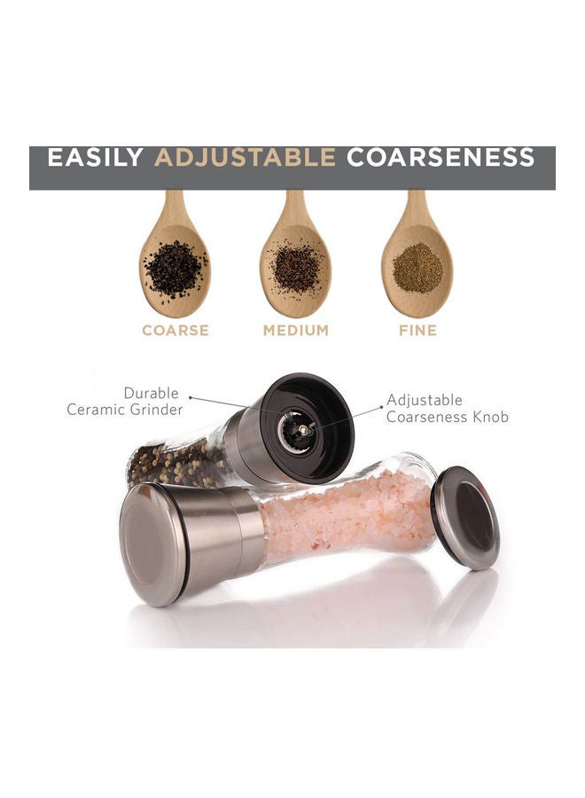 Generic 2-Piece Manual Seasoning Salt And Pepper Grinder Clear/Silver  - Image 4