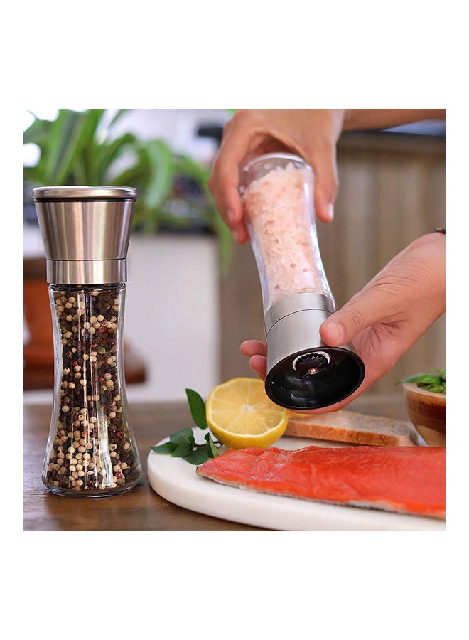 Generic 2-Piece Manual Seasoning Salt And Pepper Grinder Clear/Silver  - Image 5