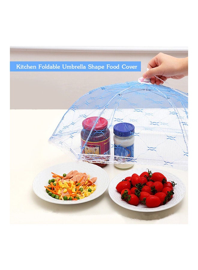 Folding Lace Mesh Umbrella Food Net Cover Blue  - Image 5