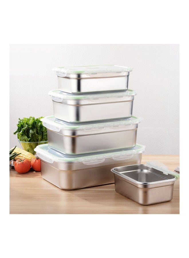 3/4/7/10/12L Leak Proof Stainless Steel Bento Box Rectangle Lunch Container Silver 29x20x10cm