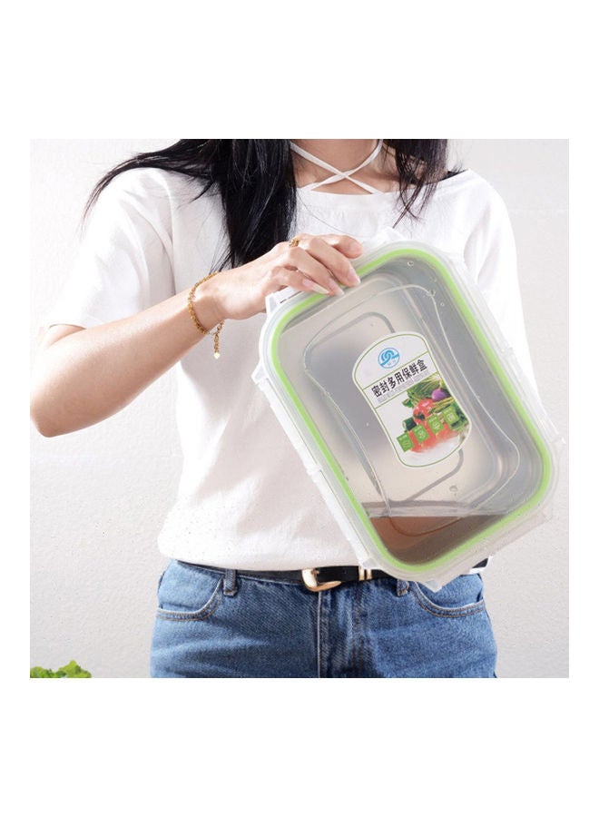 3/4/7/10/12L Leak Proof Stainless Steel Bento Box Rectangle Lunch Container Silver 29x20x10cm