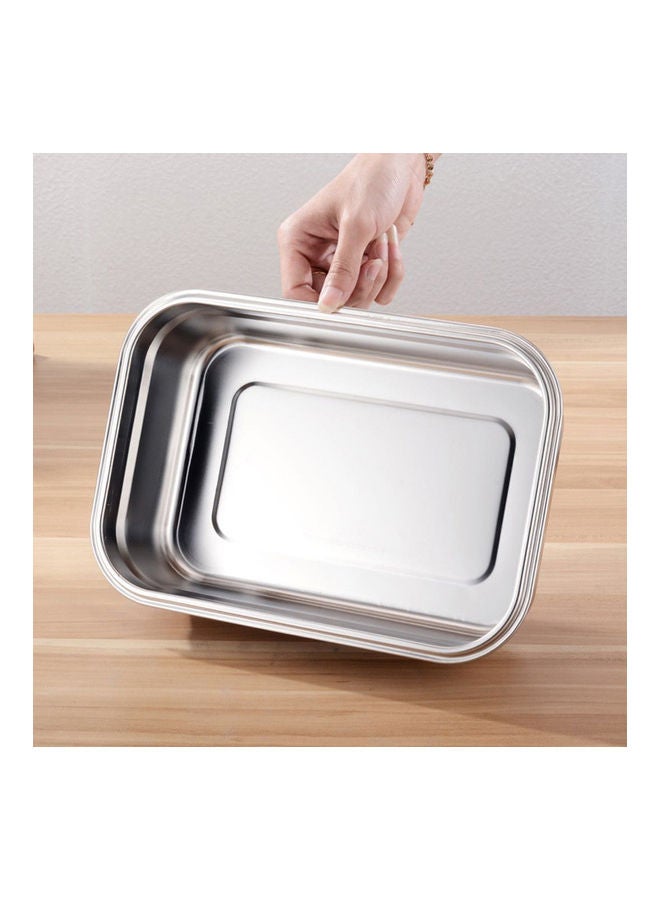 3/4/7/10/12L Leak Proof Stainless Steel Bento Box Rectangle Lunch Container Silver 29x20x10cm
