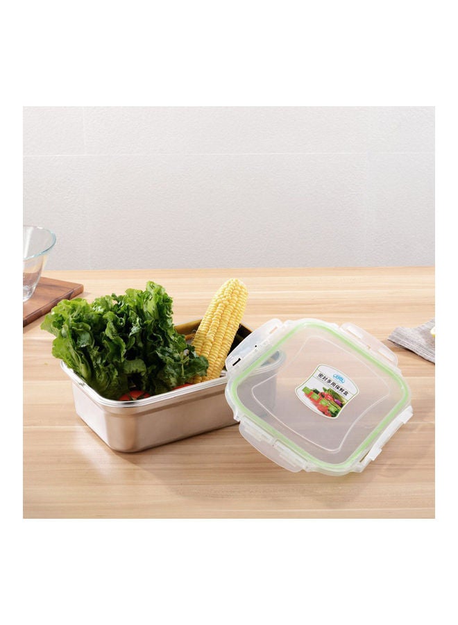 3/4/7/10/12L Leak Proof Stainless Steel Bento Box Rectangle Lunch Container Silver 29x20x10cm