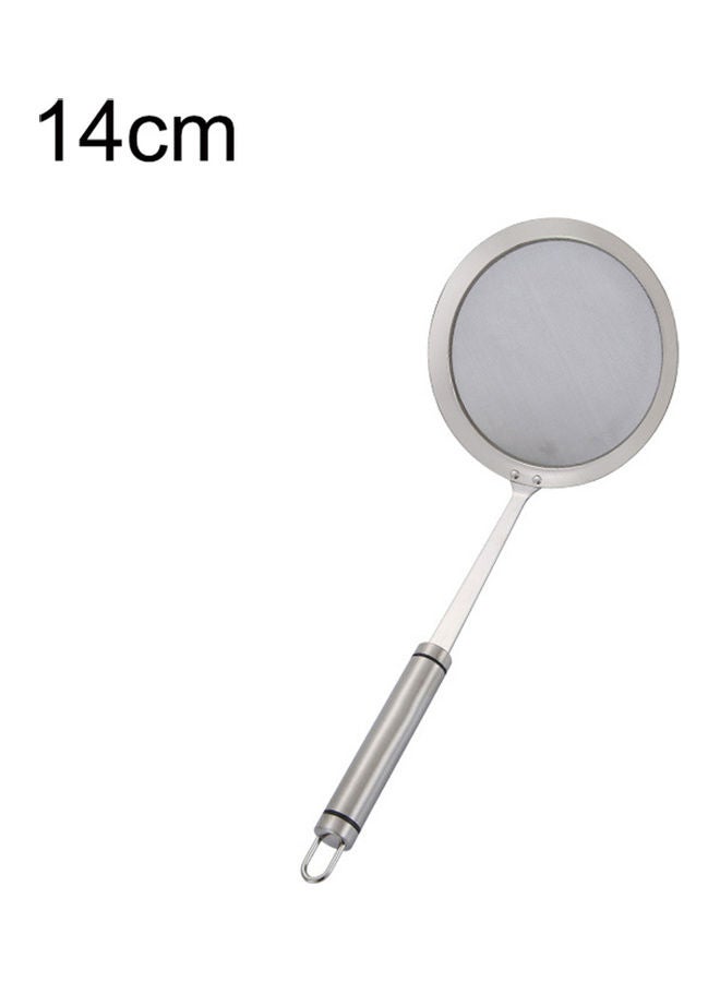 Round Filter Flour Sieve Oil Colander Spoon Silver - Image 1