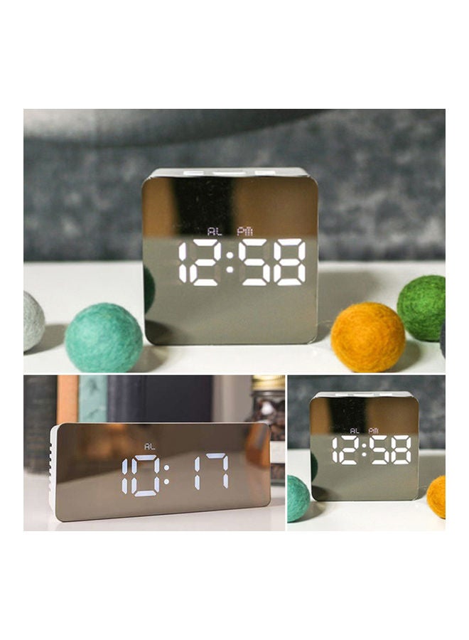 Make-up Mirror Surface Alarm Clock Digital LED Multicolour 20x10x20cm - Image 2