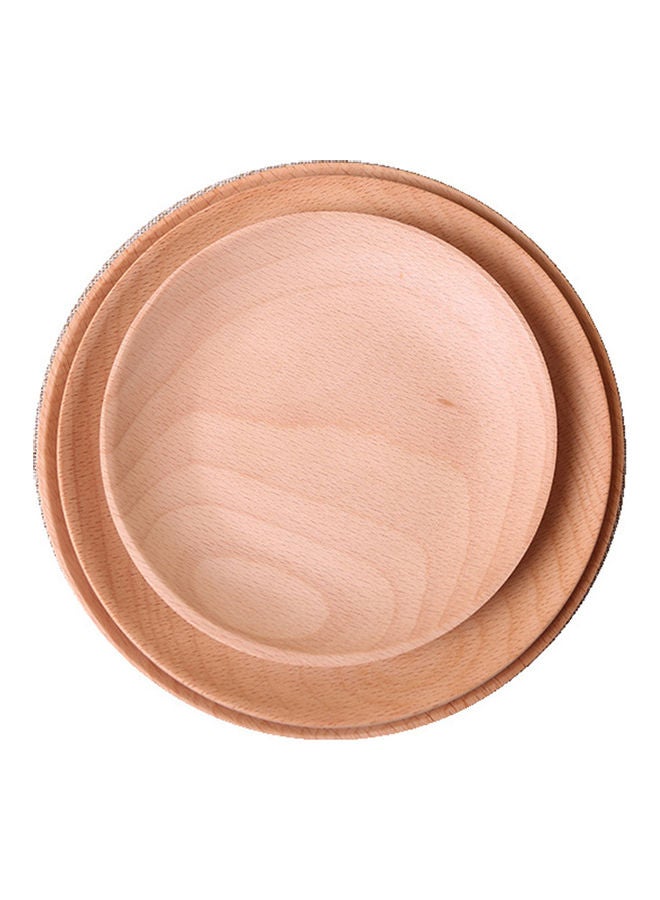 Round Beech Wooden Plate Beige 