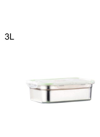 3/4/7/10/12L Leak Proof Stainless Steel Bento Box Rectangle Lunch Container Silver 29x20x10cm - v1612693124/N44221305A_1