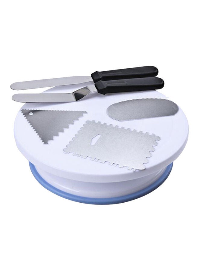 Cake Turntable Rotating Stand Board Baking Supply White 27.9x27.9x8.1cm - Image 1