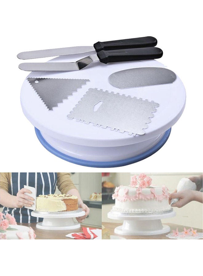 Cake Turntable Rotating Stand Board Baking Supply White 27.9x27.9x8.1cm - Image 2