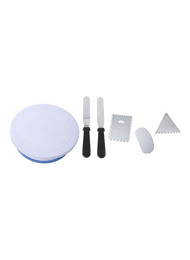 Cake Turntable Rotating Stand Board Baking Supply White 27.9x27.9x8.1cm - Image 4