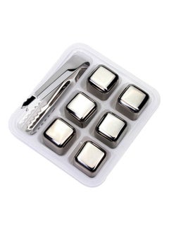 6-Piece Reusable Quick Cooling Ice Cubes Silver