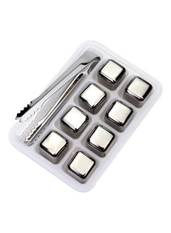 8-Piece Reusable Quick Cooling Ice Cubes Silver