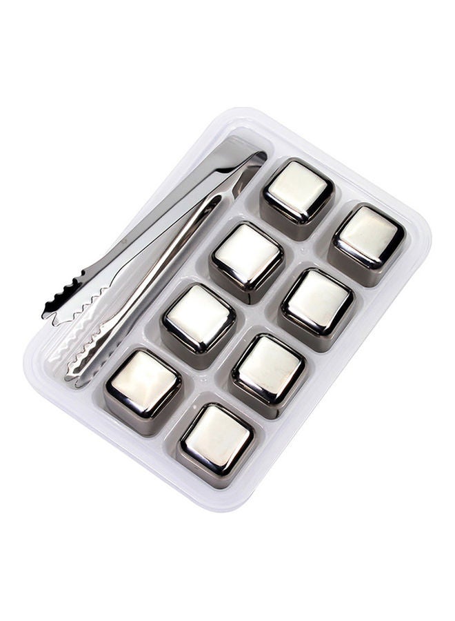 Generic - 8-Piece Reusable Quick Cooling Ice Cubes Silver - Image 1