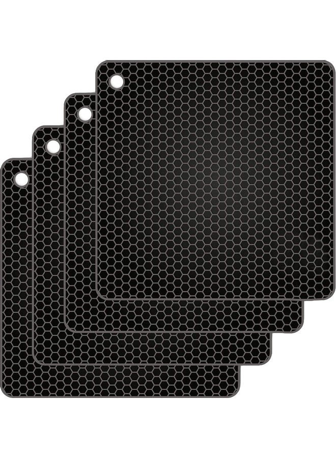 Generic - 4-Piece Silicone Hot Pot Holder Pads Black 18.6x18.6x2.05cm - Image 1