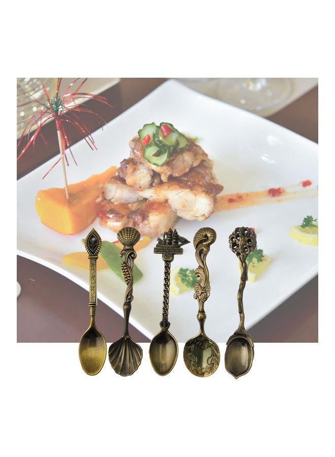 طقم ملاعق حلوى صغيرة للمطبخ مكون من 5 قطع برونزي 20x10x20سم - Image 2