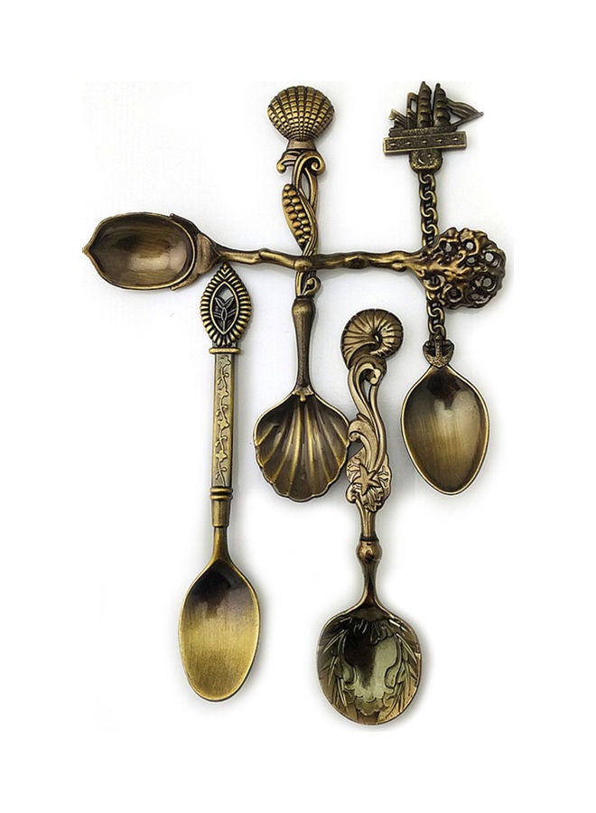 طقم ملاعق حلوى صغيرة للمطبخ مكون من 5 قطع برونزي 20x10x20سم - Image 4