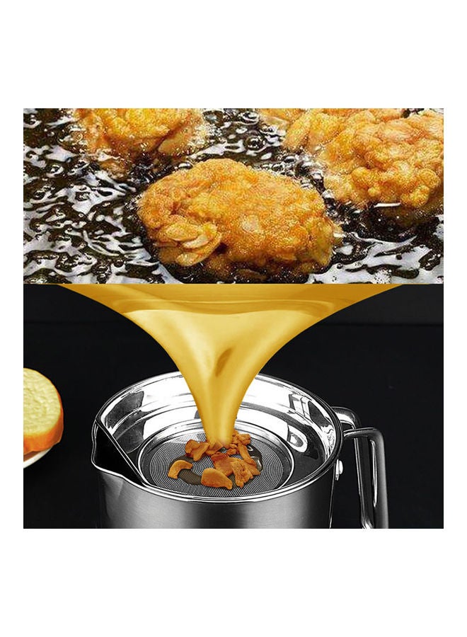 Generic - Oil Can Pot Grease Container With Mesh Strainer Silver 15.5 x 15.5 x 19cm - Image 1