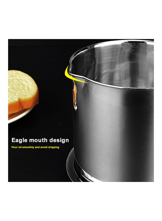 Generic - Oil Can Pot Grease Container With Mesh Strainer Silver 15.5 x 15.5 x 19cm - Image 1