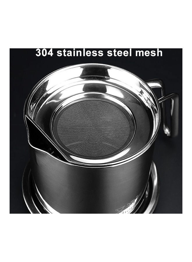 Generic - Oil Can Pot Grease Container With Mesh Strainer Silver 15.5 x 15.5 x 19cm - Image 1