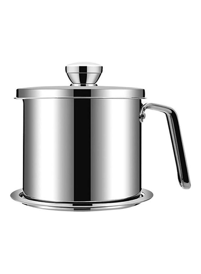 Generic - Oil Can Pot Grease Container With Mesh Strainer Silver 15.5 x 15.5 x 19cm - Image 1