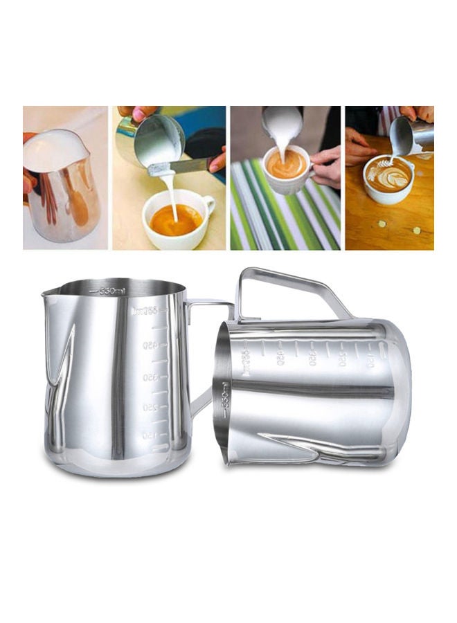 Generic 350/600/1000ml Stainless Steel Coffee Cup with Scale Milk Frothing Pitcher Silver 10.6x9.65x9.25cm  - Image 2