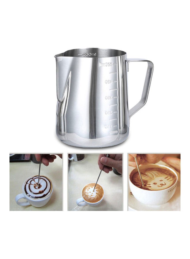 Generic 350/600/1000ml Stainless Steel Coffee Cup with Scale Milk Frothing Pitcher Silver 10.6x9.65x9.25cm  - Image 3