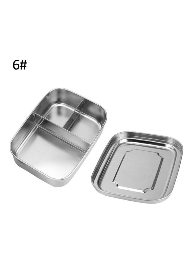 3-Grid Stainless Steel Portable Food Container Silver 16.7 x 12.8 x 6cm  - Image 1
