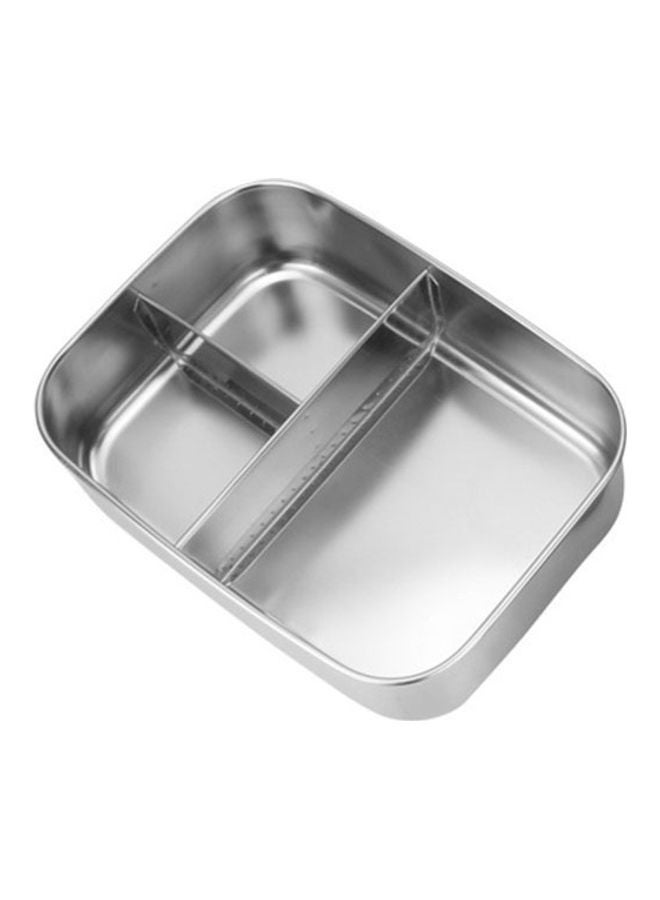 3-Grid Stainless Steel Portable Food Container Silver 16.7 x 12.8 x 6cm  - Image 2